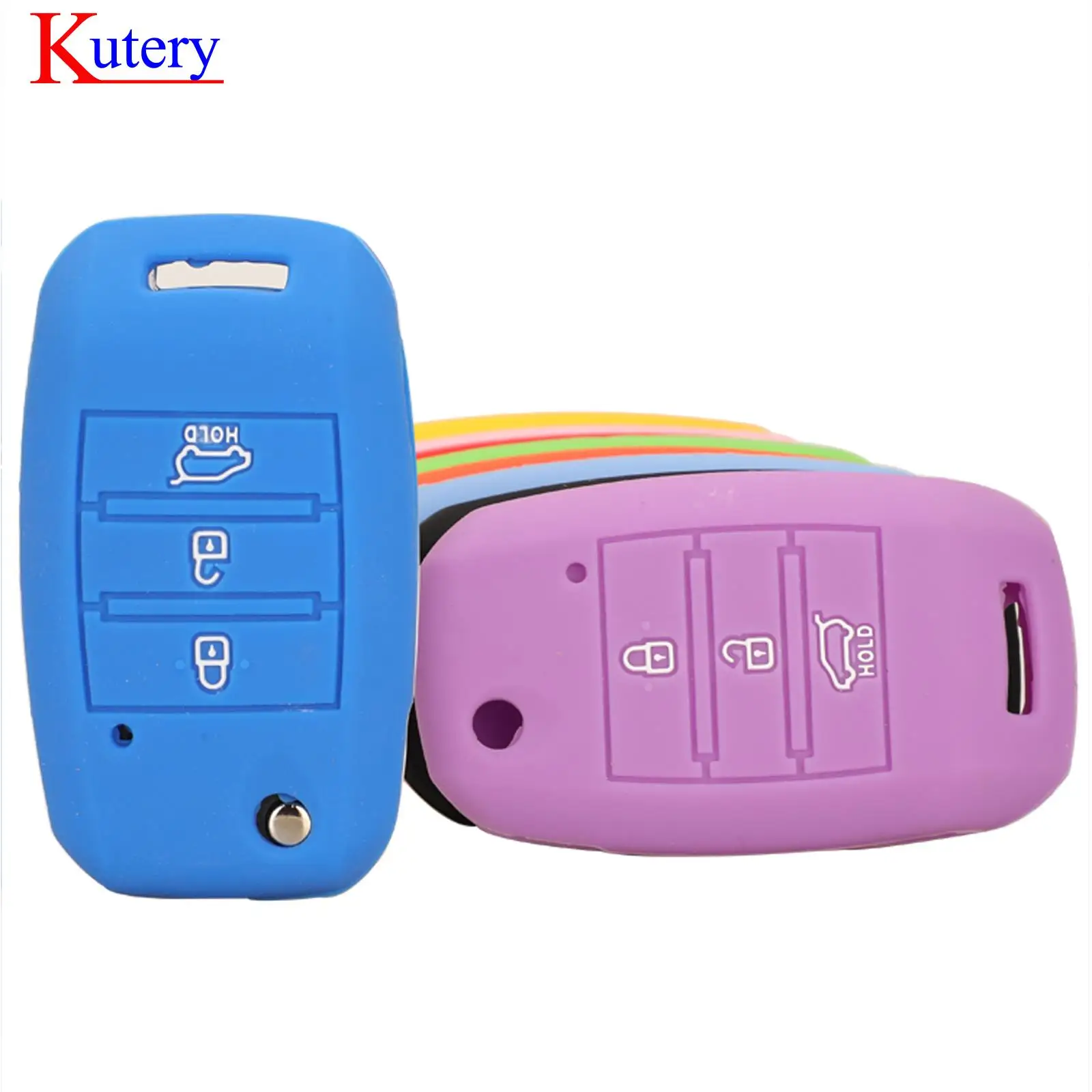 

Kutery 10PCS 3BTN Remote Color Silicone Folding Flip Car Key Cover Case For KIA Sportage Ceed Rio Cerato Soul Protect Replace