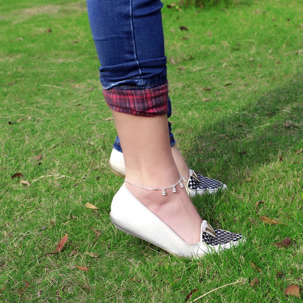 Fashion women silver anklet 925 sterling ankle bracelet summer beach jewelry original crown sandals bijoux | Украшения и