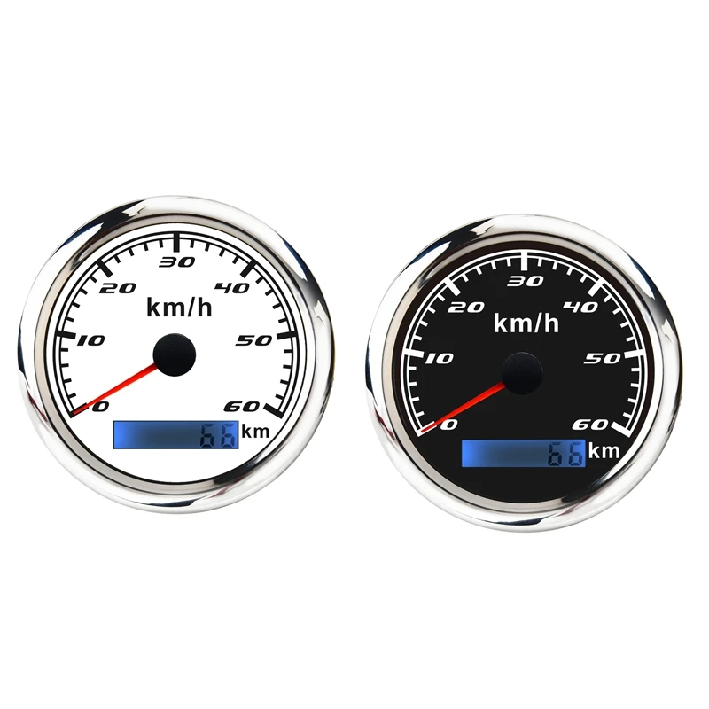 

Universal Speedometer 12V/24V Odometer 85mm 60Km/H LCD Hourmeter Tachometer Backlight Meter with GPS Antenna