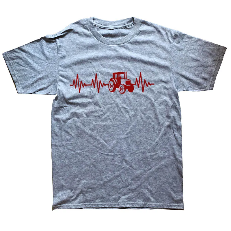 GRAY Heartbeat трактор фермер Забавные футболки для мужчин лето хлопок Harajuku короткий рукав О образным вырезом уличная черная футболка - Цвет: GRAY