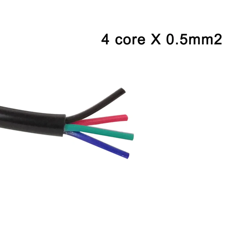 

18AWG 20 AWG RVV 4-жильный медный провод, проводник, электрический кабель RVV, черный провод с мягкой оболочкой, светодиодный удлинитель, провод, шнур