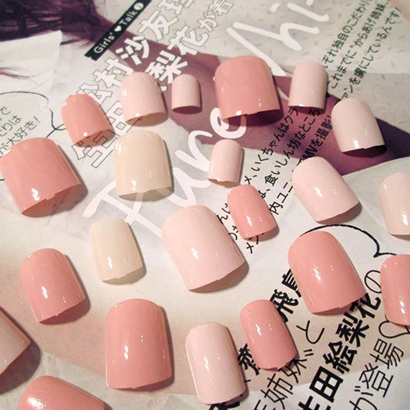 Hot sale Ladies Girls Fake Nails DIY Patch Short Sticker Strips 24Pcs Artificial Durable Nail Art for Wedding Party Shopping Travelling |