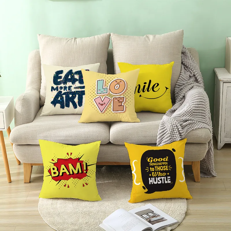 New Nordic Letter Printing Super Soft Sofa Pillowcase Cushion Cover Office Custom 45*45cm decor home | Дом и сад