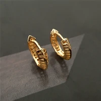 trendy gold color plating hollow circle small copper material hoop earrings for casual office lady dinner party daily wearing