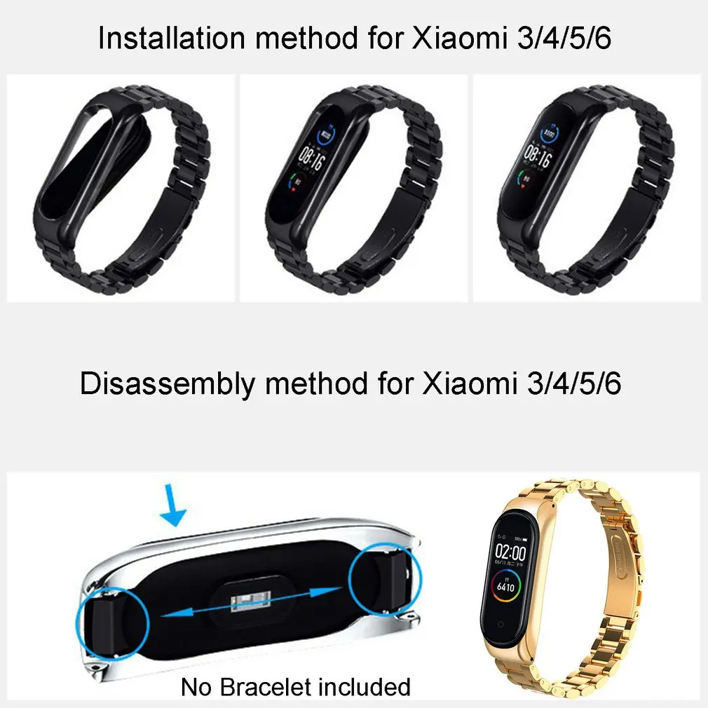 

General Stainless Steel Bracelet Strap For Bracelet 3/4/5/6 Watch Accessories Replacement Strap
