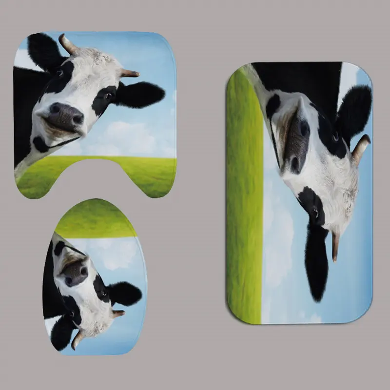 Ранчо из коровьей фланели нескользящий коврик для ванной туалета коврики