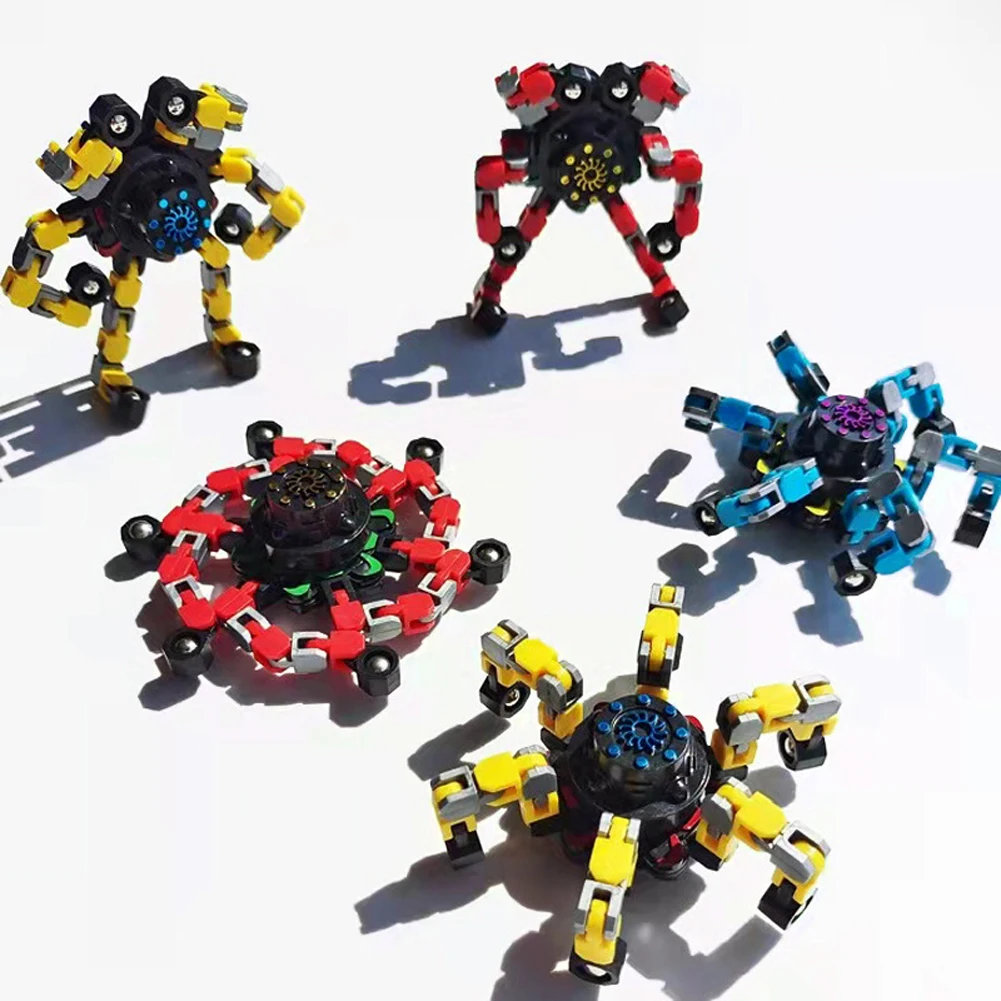 Diy Deformable Stress Relief Toy Fingertip Spin Top Fidget Turnable Creative Spin-ner Mechanical Chain Gyroscope Robot | Игрушки и хобби
