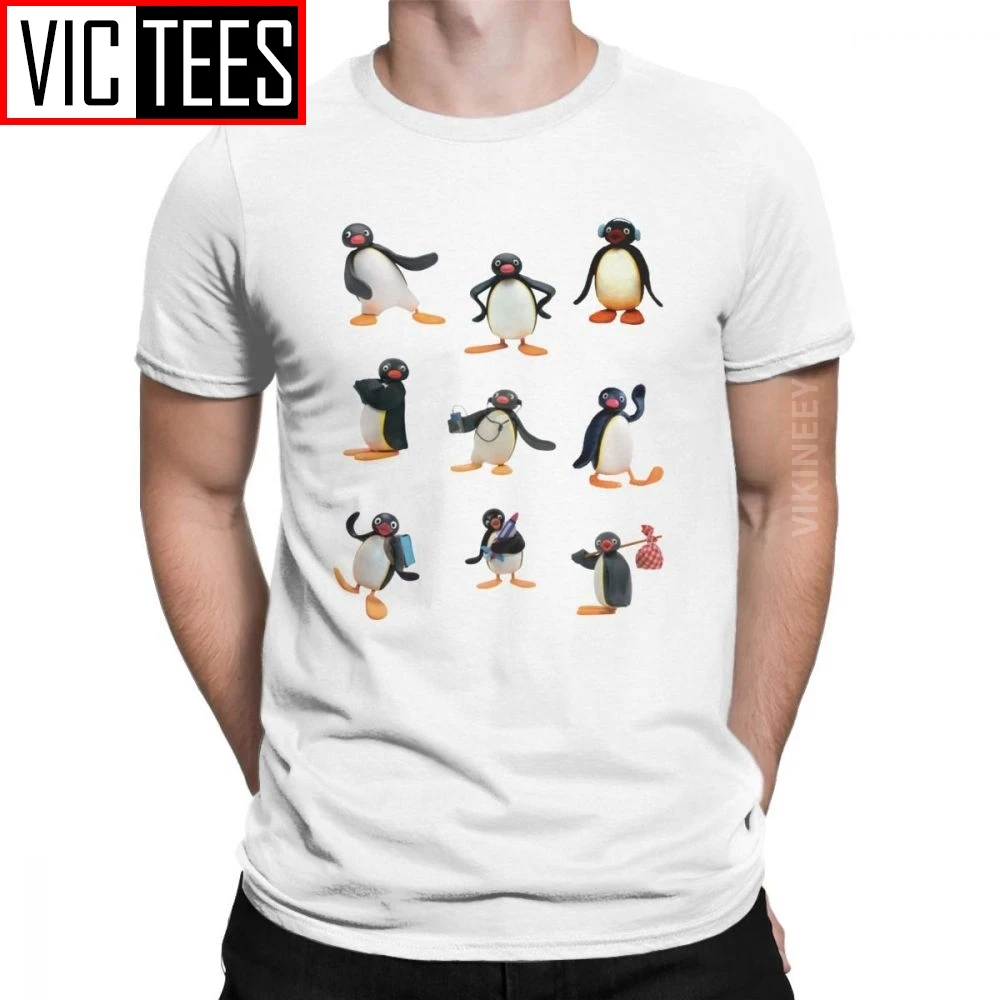 Pingu Mood Мужская футболка 100% хлопок мультфильм пингвина Meme дети 80s 90s Ретро Милая