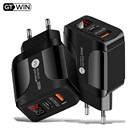 Зарядное устройство GTWIN USB Type-C PD20W + QC3.0, быстрая зарядка, портативный адаптер питания для ЕС, США, Великобритании для iPhone 12, 11 Pro Max, Huawei Mate30