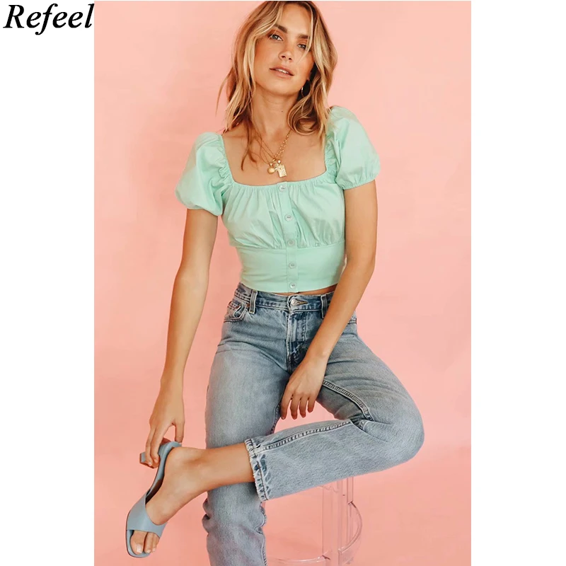 Женская зеленая блузка элегантная пикантная однотонная винтажная бежевая