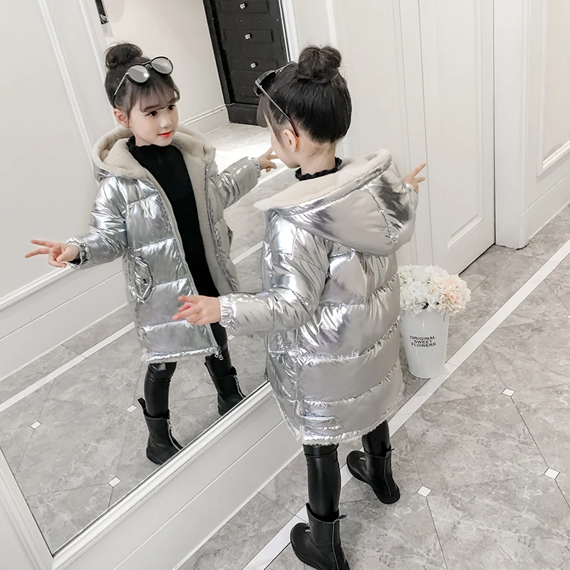 

2-12 Years Waterproof Kids Girls Down Jacket Parkas Cotton Padded Hooded Thick Warm Long Children Winter Coat Outwear Z598