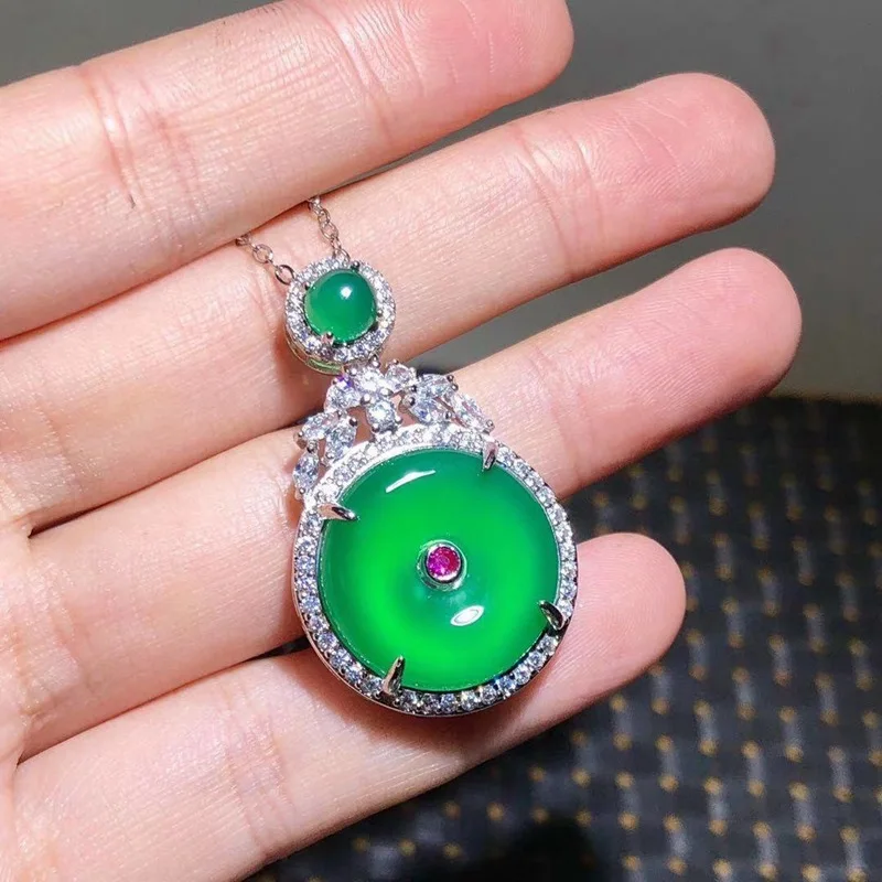 

Очаровательная подвеска из натурального зеленого халцедона, Очаровательная бижутерия, женское колье ручной работы для женщин и мужчин, мод...