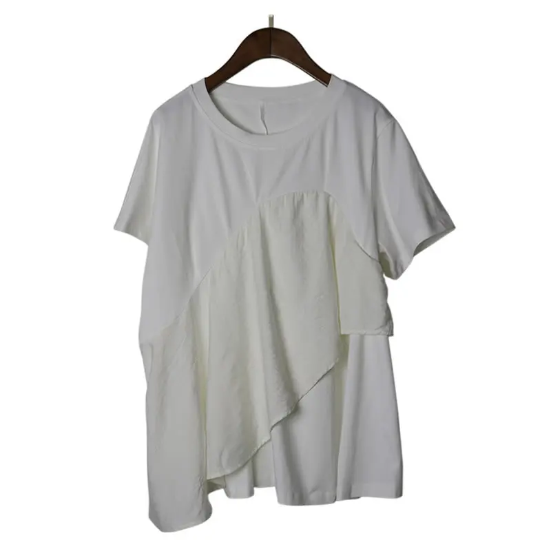 

XITAO Irregular Patchwork Ruffles T Shirt Women Clothes 2021 Summer New Fashion Loose Casual Pullover Short Sleeve Tee DZL2816