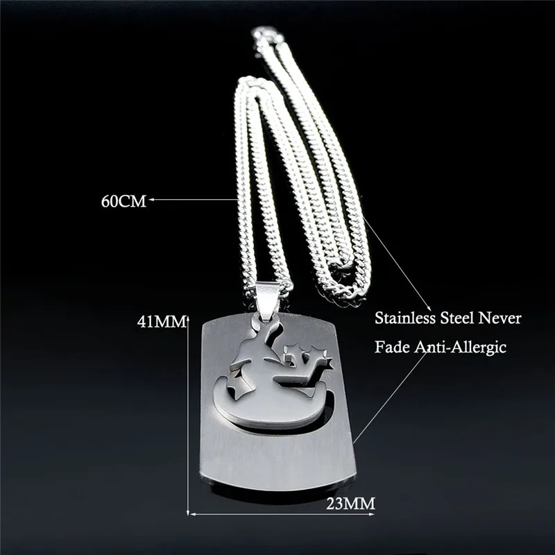 

2021 Geometry VIRGO Astrology Stainless Steel Pendant Necklace Silver Color Necklace Jewelry cadena acero inoxidable NXS01