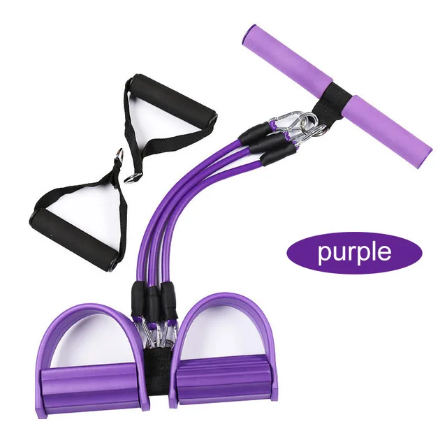 Фитнес резинка 4 трубки Эспандеры латексный Педальный Тренажер сидячий эспандер