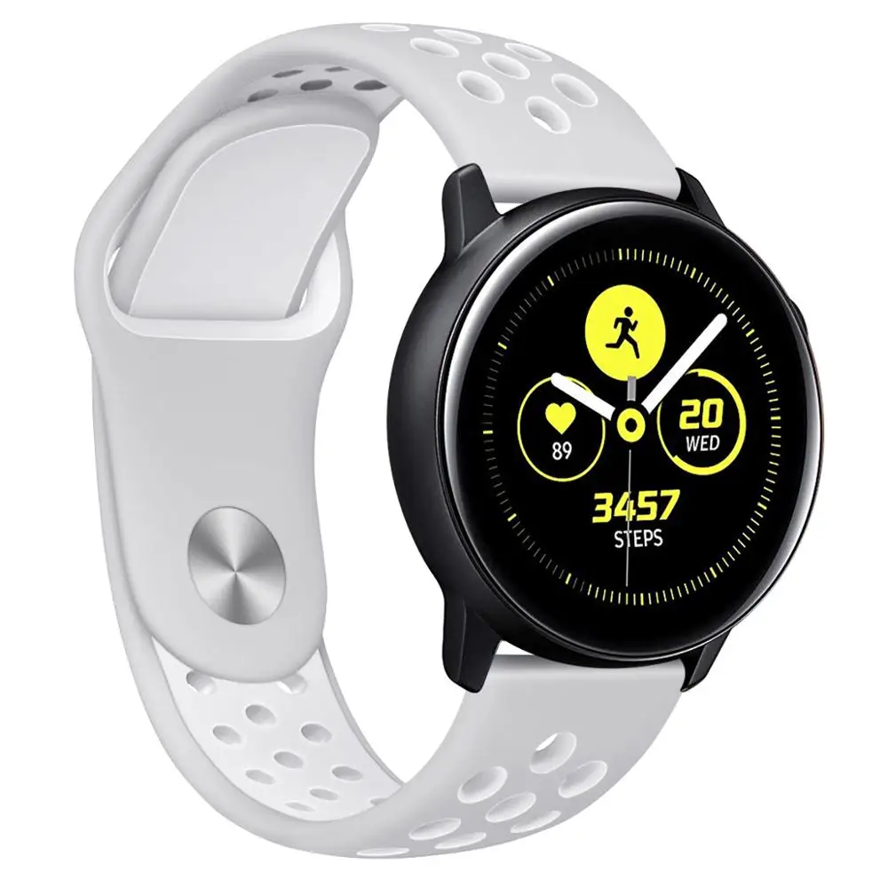 20 мм спортивный силиконовый ремешок для часов samsung Galaxy Watch Active2 40 мм 44 мм быстросъемный дышащая повязка на ремешок Galaxy 42 мм Шестерня S2