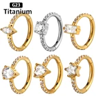 Серьги-гвоздики для пирсинга G23 с фианитами, ювелирные изделия для носа с камнем высокой и сегментом из титана, незамкнутые маленькие, для пирсинга, 1 шт.