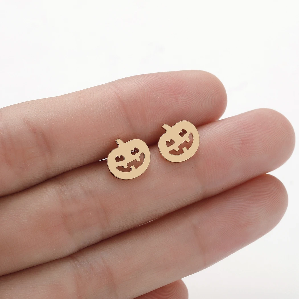 Серьги Тыква для Хэллоуина милые маленькие золотые серьги с изображением