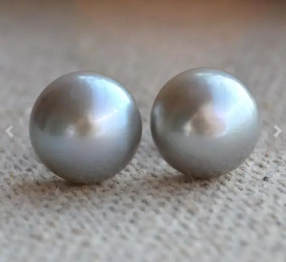 

New Arrival Real Pearl Earring 9.5-10mm Gray Freshwater Pearl Stud Earrings Wedding Bridesmaid Gift Jewelry Nice Women Gift