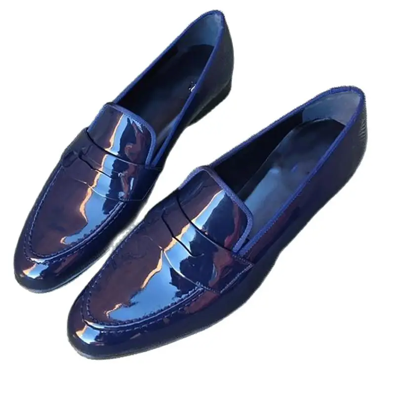 

Spring designer new solid color bright pu leather shoes fashion casual breathable and comfortable all-match men's loaferss HL052