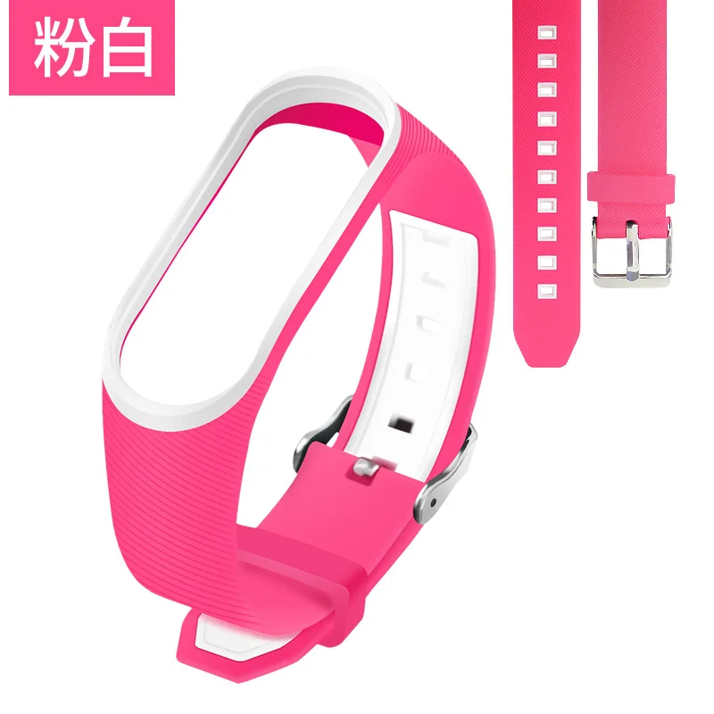 Мягкий mi Band 3 4 ремешок на запястье для Xiaomi mi band 3 4 силиконовый mi band 3 4 аксессуары pulsera correa mi 3 замена - Цвет ремешка: pink white