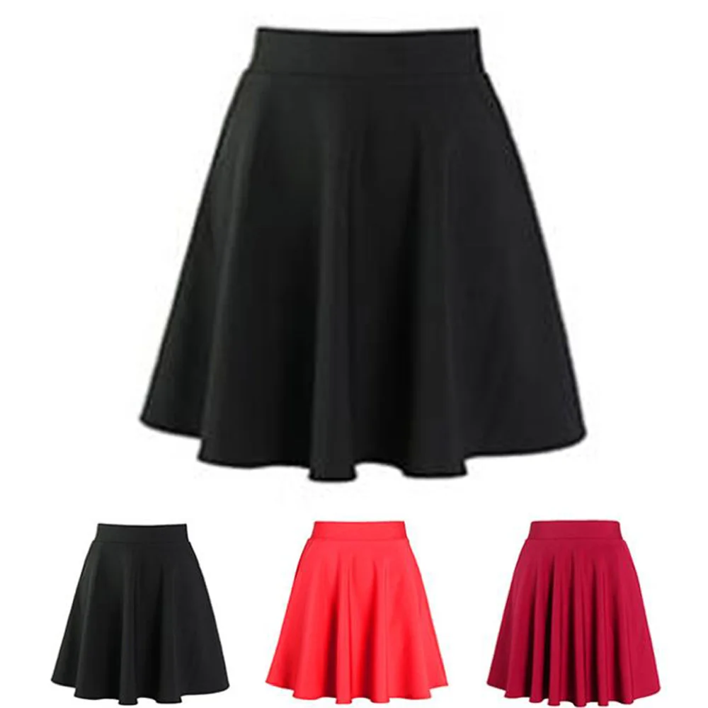 Женская плиссированная мини юбка черная однотонная короткая в Корейском стиле