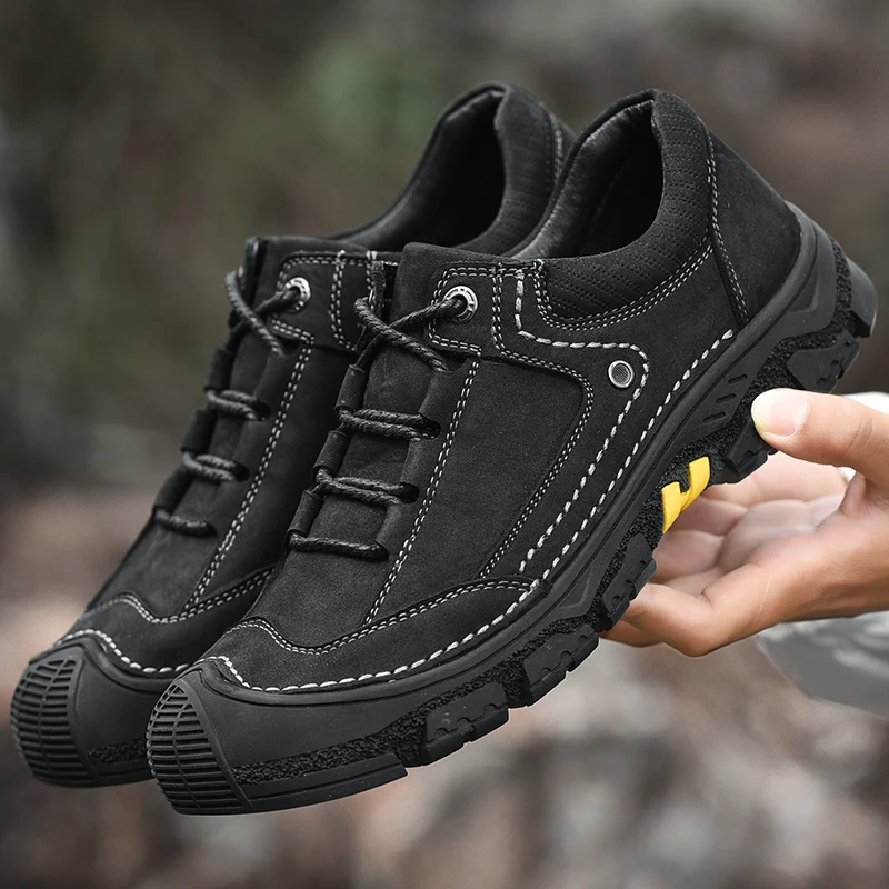 

Hiking Shoes for Men Outdoor Sports Camping Shoe Tactical Sneakers Genuine Leather Men's Shoes Breathable Non-slip Ankle Boots