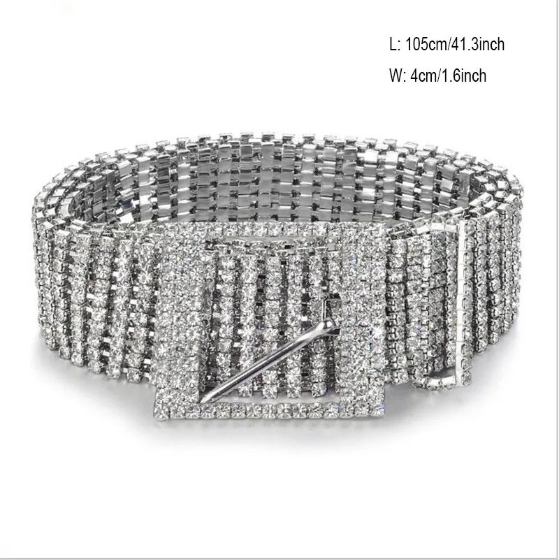 Женская мода Блестящий Пояс-цепочка на талию 10 рядов Кристалл инкрустированные