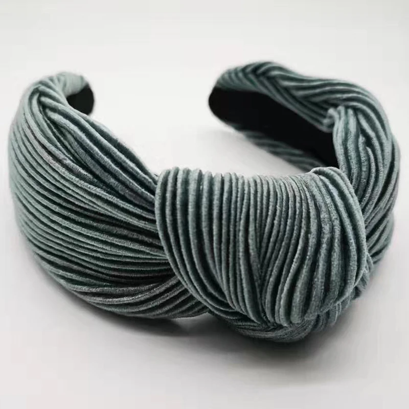 Винтажные плиссированные однотонные широкие повязки на голову с узлом для