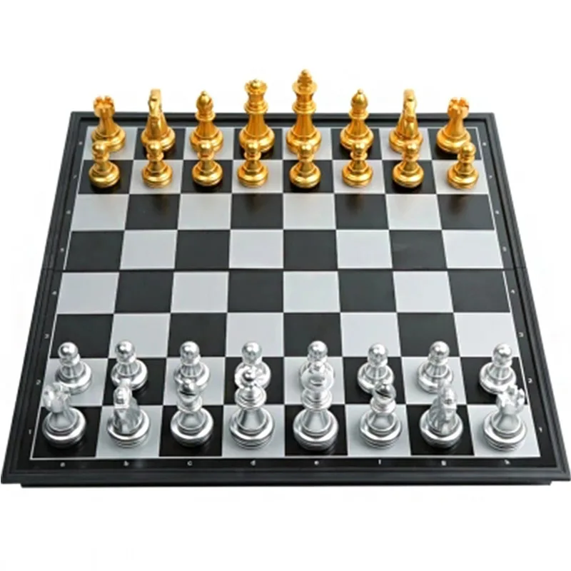 

Foreign Trade New Magnetic Chess Set Folding Chessboard Gold and Silver Chess Pieces