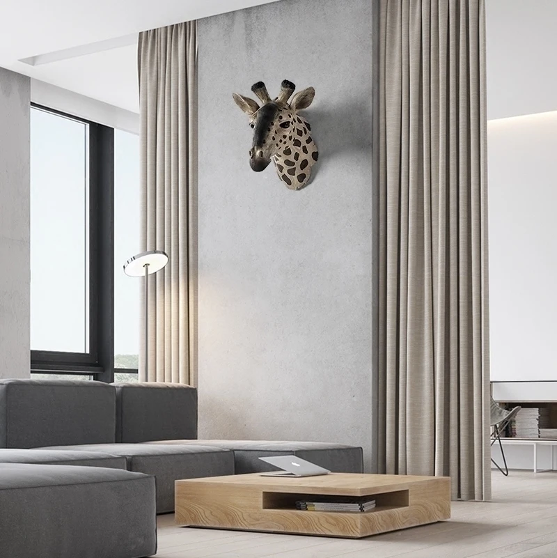 

[MGT] American simulation giraffe head wall decoration living room wall decoration pendant creative 3D wall hanging animal wall