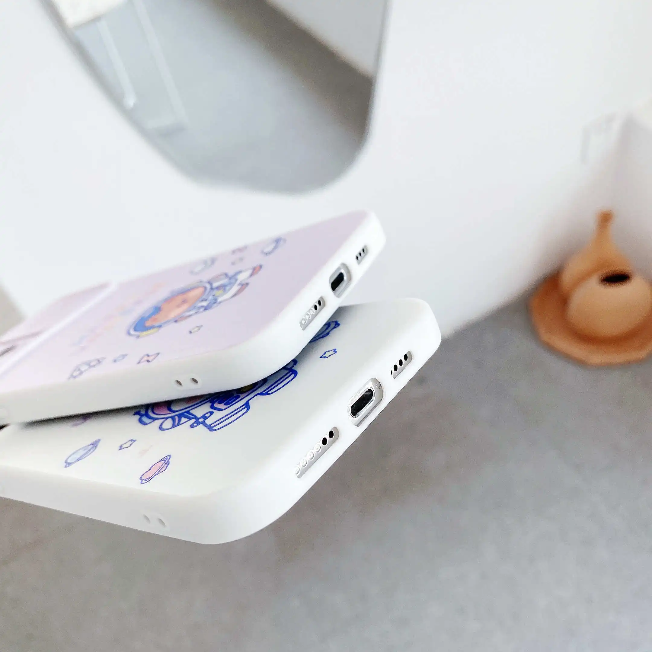 

Space bear and rabbit Camera Lens Protection Case on For iPhone 11 12 Pro Max 87 Plus Xr Xs Max X Xs 12 Lens push and Pull Cover