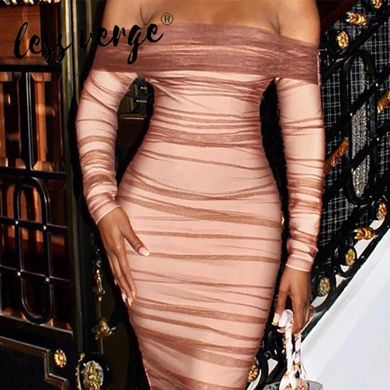 Lessverge женское платье с открытыми плечами сексуальное облегающее элегантное