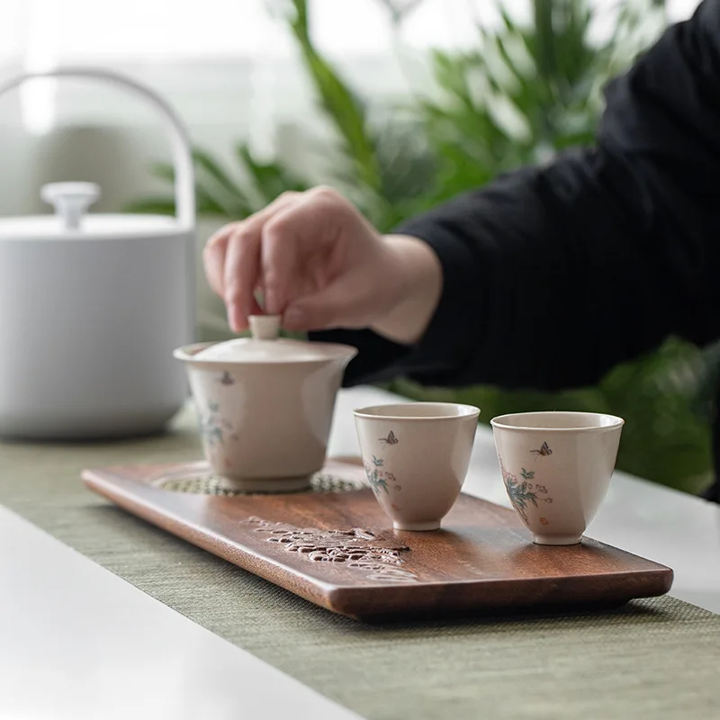 Walnut Tray for Decoration Plates Food Chinese Tea Set Kitchen Trays Wooden Plate Teaware Dining Bar Home Garden | Дом и сад
