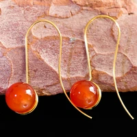 vintage ethnic bohemian drop earrings for women cute cherry red stone hook earring dangle charm bohemia jewelry party gift