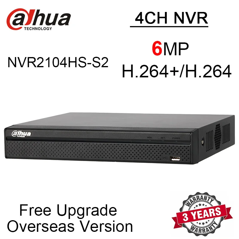 Dahua 4CH NVR NVR2104HS S2 6MP 4 канальный компактный 1U Lite сетевой видеорегистратор с