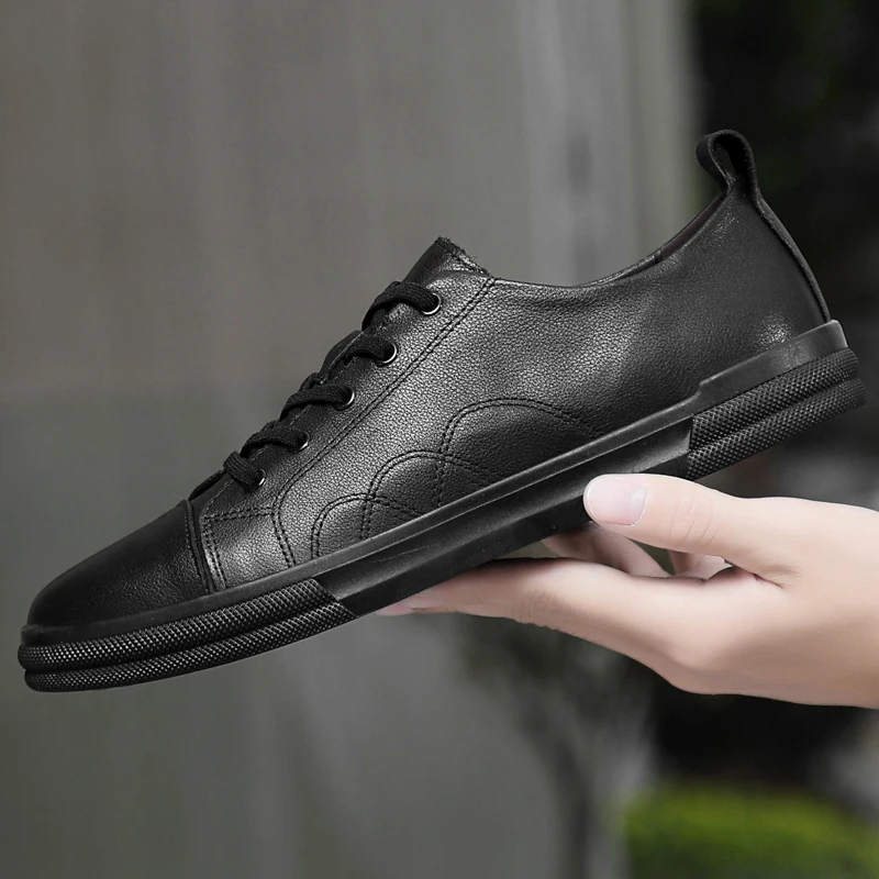 Мужские кроссовки s модные повседневные из натуральной кожи на шнурках 2020