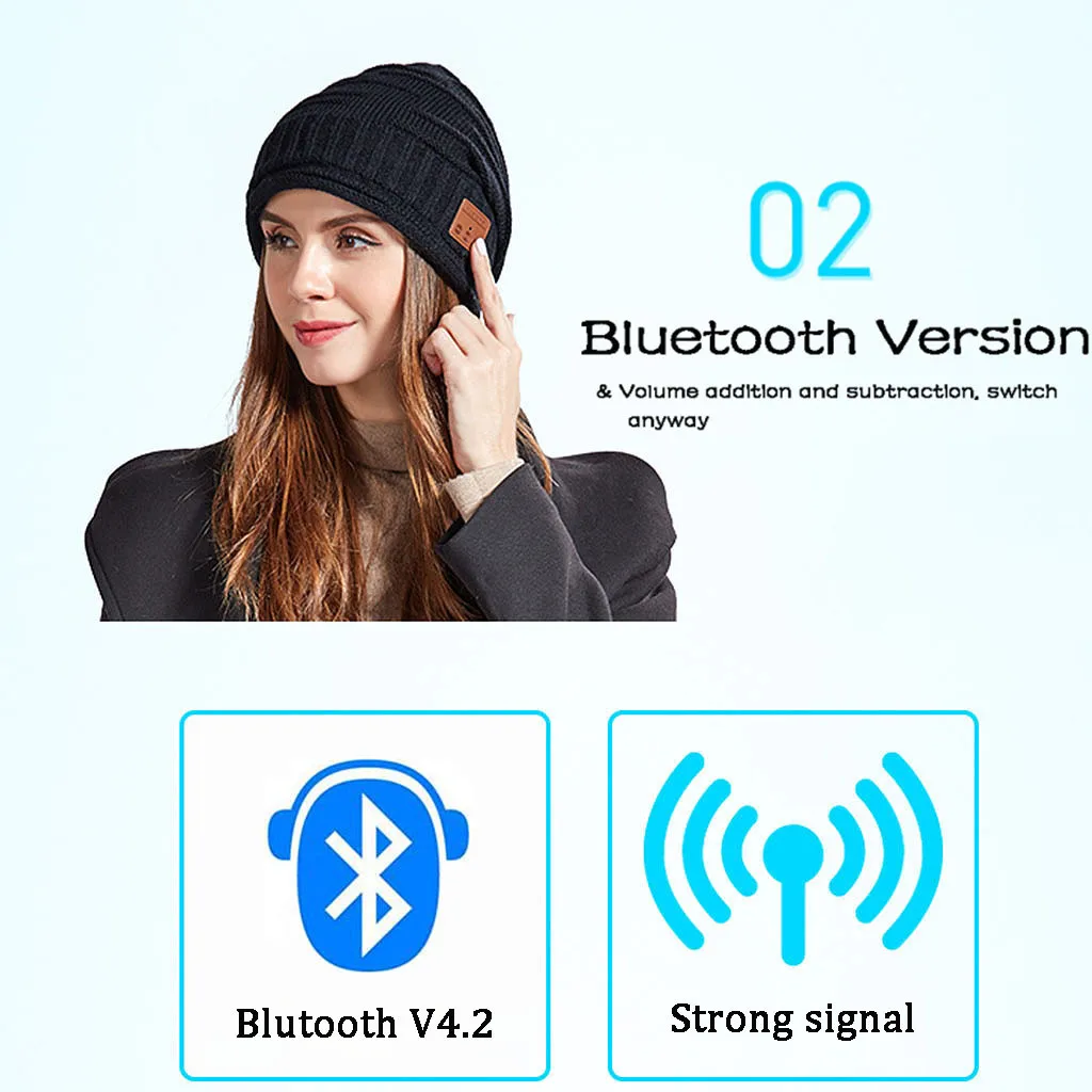 20 Bluetooth Шапка-бини, музыкальная вязаная шапка с громкой связью, стерео наушниками, музыкальная шапка Skullies, крутая вязаная шапка унисекс