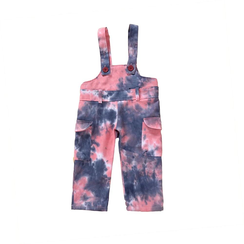 

2020 Fall Spring Baby Girls Clothes Children Sleeveless Belted Tie Dye Printing Suspender Jumpsuits Kids Fashionable Overall1-6T
