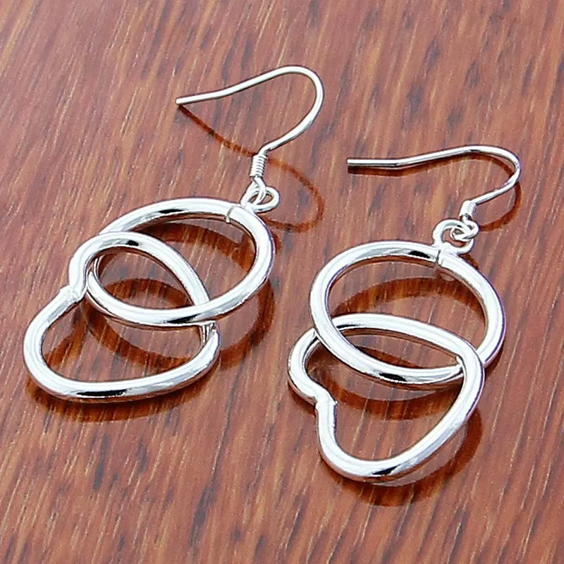 

Lovely 925 Sterling Silver Heart Charm Drop Earrings For Women Girls Gift Wedding Party Jewelry Accessories