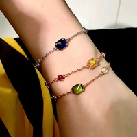 funmode new colorful cubic zircon link chain bracelet women bracelets bangle party jewelry pulsera wholesale fb131