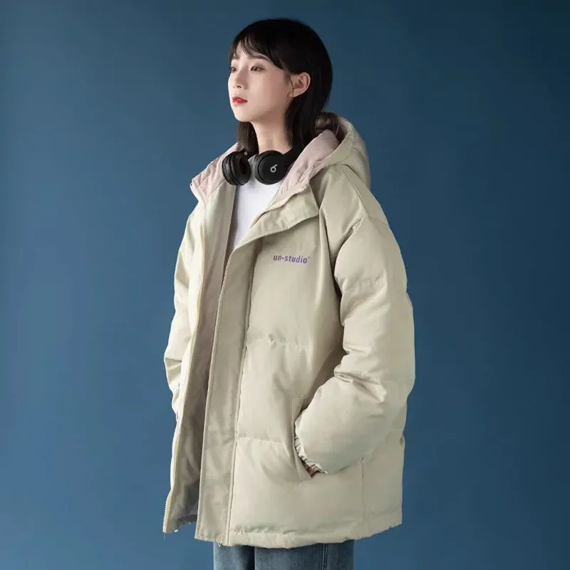 

Thick Hooded Bread Coat Women's Winter 2021 New Loose Versatile College Wind Cotton-Padded Jacket Cotton Outerwear Tide