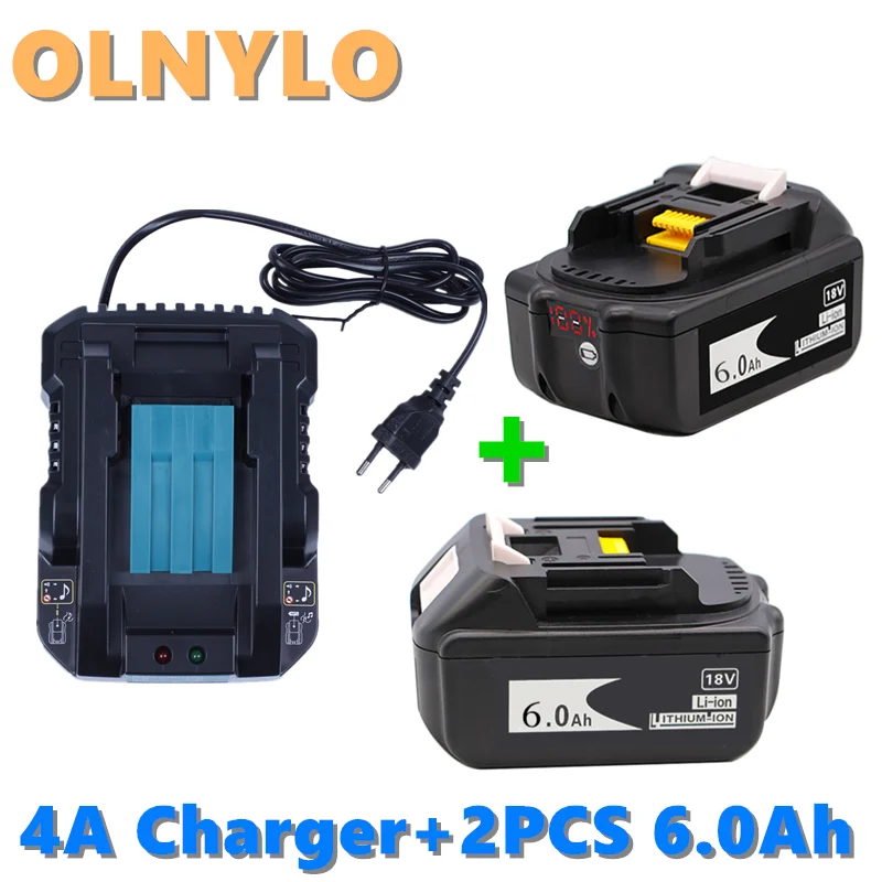 

2021 NEWEST BL1860 Rechargeable Battery 18 V 6000mAh Lithium ion for Makita 18v Battery BL1840 BL1850 BL1830 BL1860B+ 4ACharger