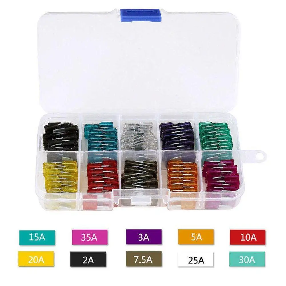 

100PCS 50pcs Car Fuses 2A 3A 5A 7.5A 10A 15A 20A 25A Assortment Type Amp Fuse Set 35A Box 30A Auto Blade Truck Clip with N9A5