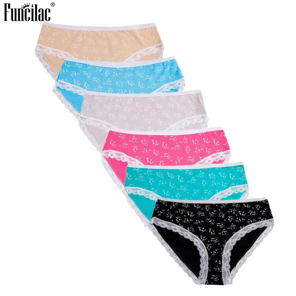 FUNCILAC женские сексуальные кружевные хлопковые трусы нижнее белье мягкие с