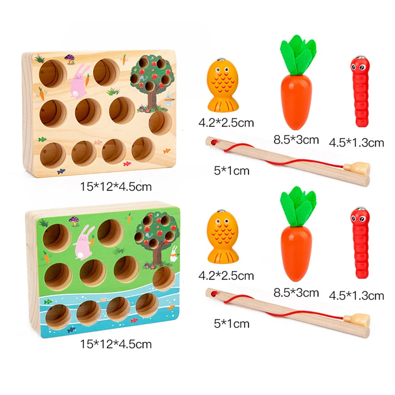

Wooden Toys Baby Montessori Toy Set Pulling Carrot Shape Matching Size Cognition Montessori Educational Toy Wooden Matching Toys