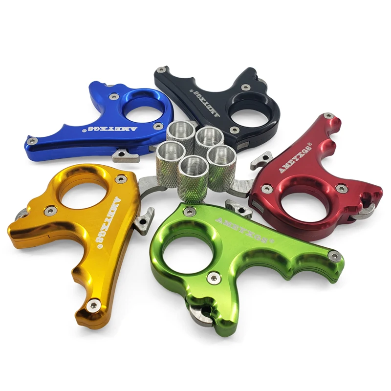 

Archery Bow Release Aids Outdoor 3 Finger Thumb Trigger Compound Grip Caliper Hunting Shooting Accessories Left Right Handed