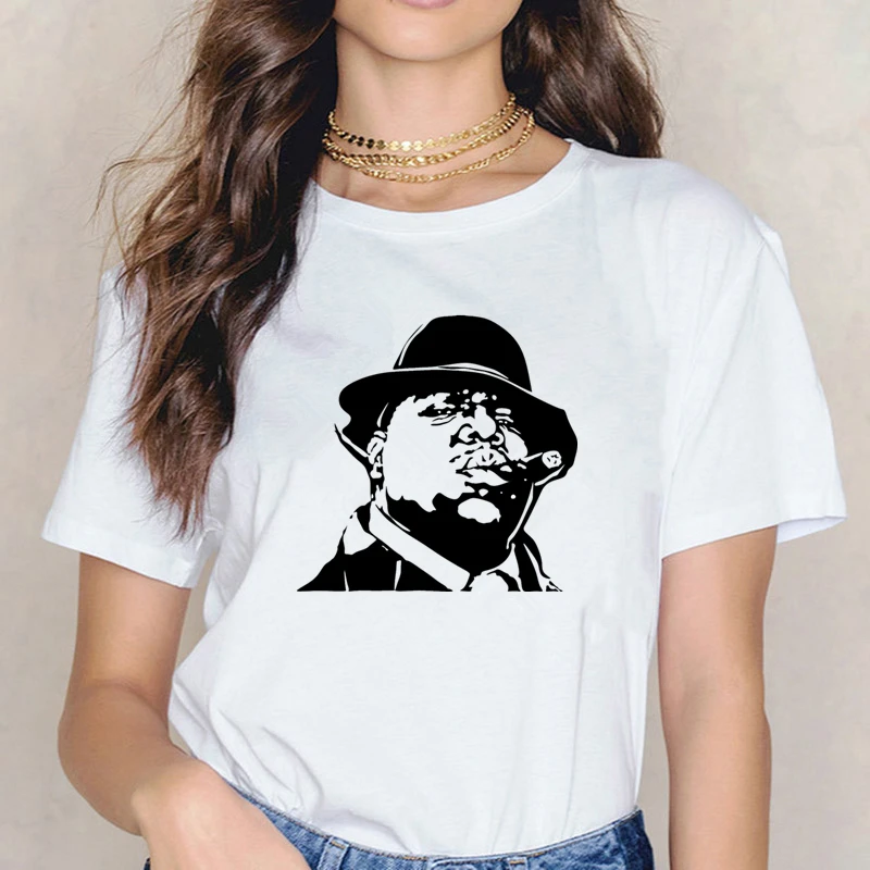Футболка с принтом известного b. I.g Biggie Smalls Повседневная Милая футболка летние