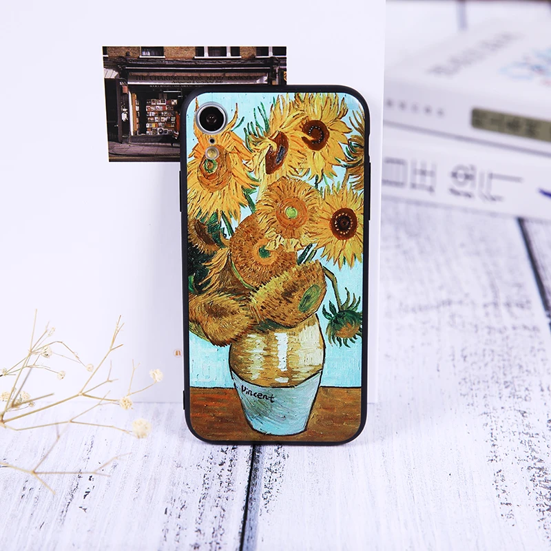 sunflower phone case For iPhone 11 X XS XR Max 6 6S 7 8Plus sun Painted Cover PhoneCase |