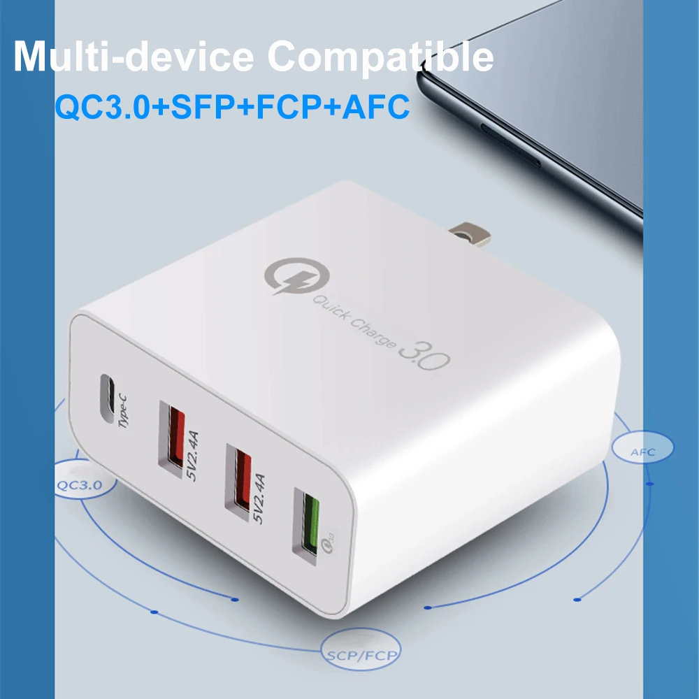 Мульти зарядное устройство usb type C быстрое зарядное устройство для iPhone для samsung Tablet QC 3,0 Быстрая зарядка для телефона US EU UK AU переходник